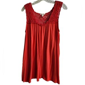 Billabong Crochet Sleeveless Top | Women's Size XS | Coral Orange